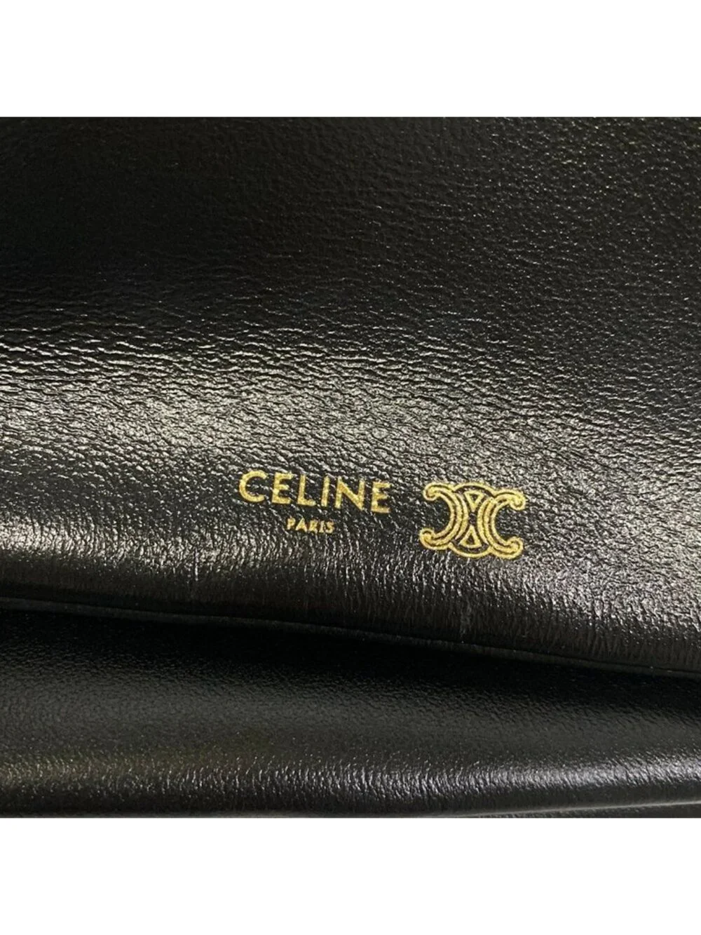 Celine Shoulder Bag Trio Flap Black Lambskin